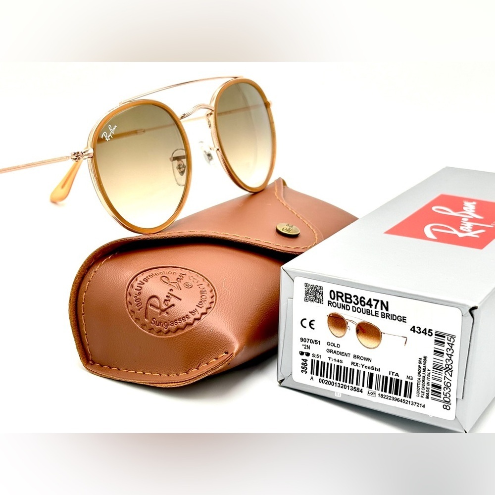 Ray-Ban Rb3648 Marshal 9070/51 Gold Gradient Brown 51mm Double Bridge - Picture 7 of 15